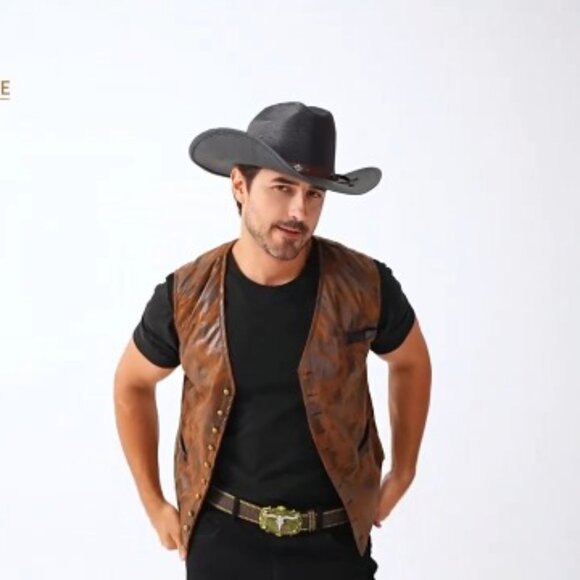 Straw Cowboy Hat Cattleman Crease Western Style Lightweight Sun Protection